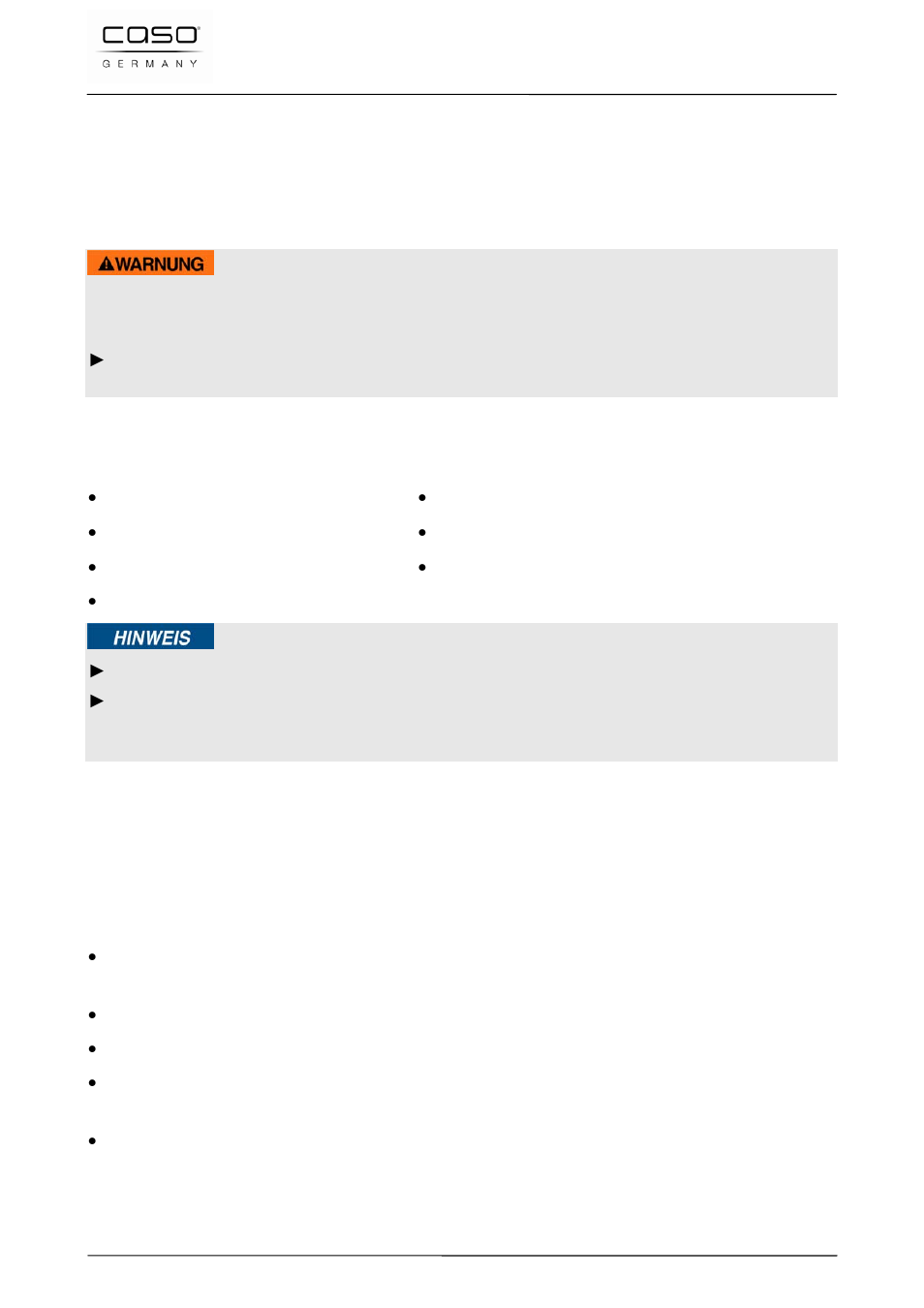 4 inbetriebnahme, 1 sicherheitshinweise, 2 lieferumfang und transportinspektion | 3 einsatzbereich | CASO Germany VC 120 Vacuum Set User Manual | Page 16 / 122