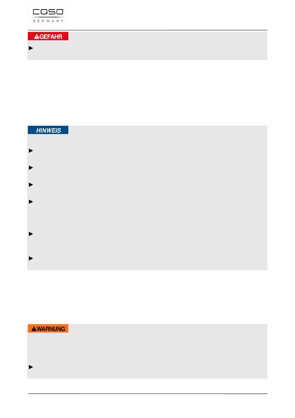 27 messa in funzione, 1 indicazioni di sicurezza, Pericolo | Indicazione, Avviso | CASO Germany VC 120 Vacuum Set User Manual | Page 71 / 122