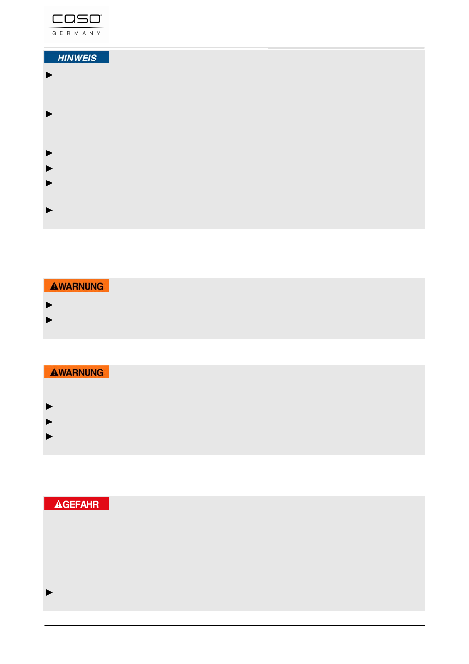 3 bronnen van gevaar, 1 verbrandingsgevaar, 2 brandgevaar | 3 gevaar door elektrische stroom, Waarschuwing, Gevaar | CASO Germany VC 120 Vacuum Set User Manual | Page 89 / 122