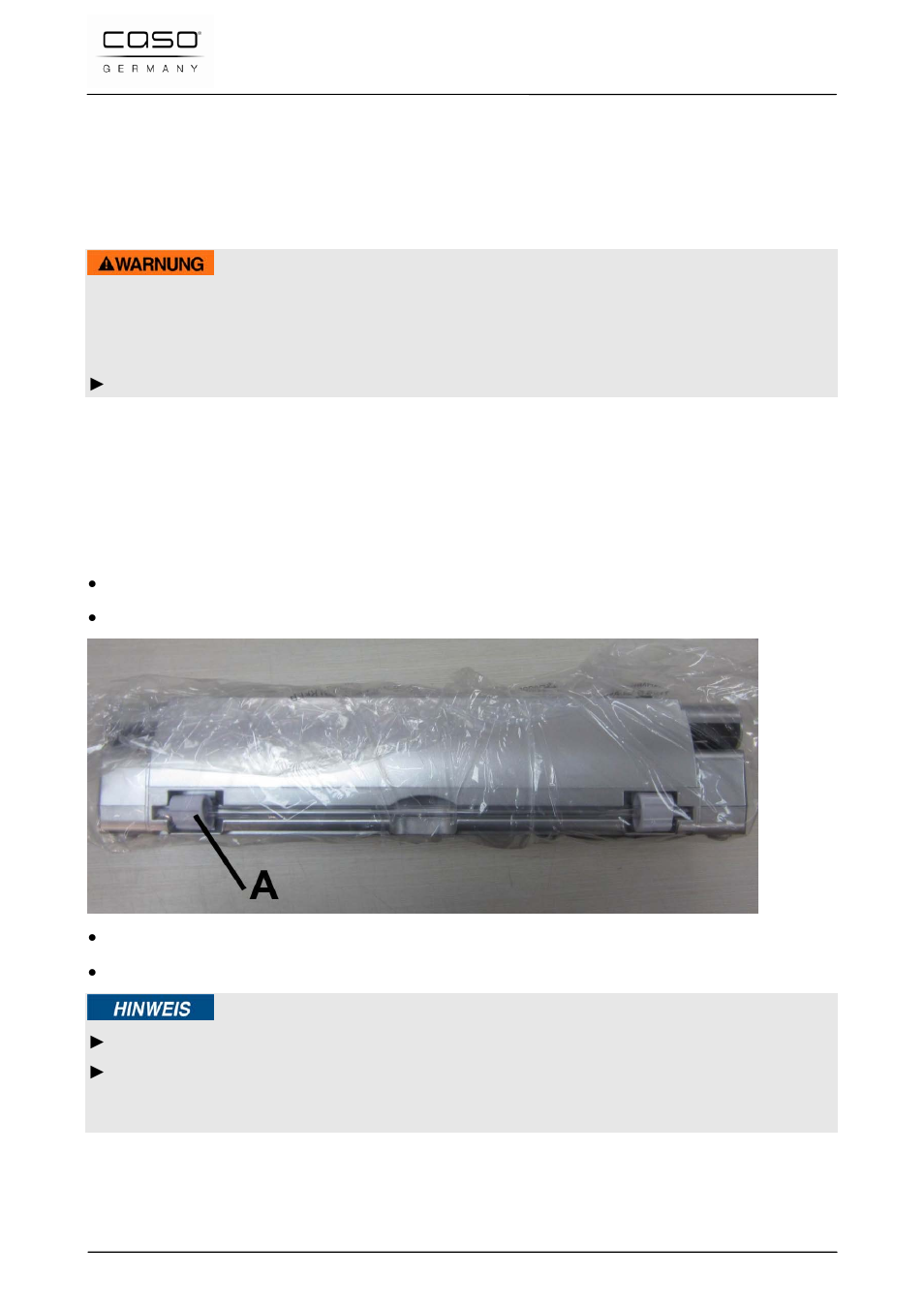 46 puesta en marcha, 1 instrucciones de seguridad, 2 ámbito de suministro e inspección de transporte | Advertencia, Nota | CASO Germany VC 100 Vacuum System User Manual | Page 100 / 110