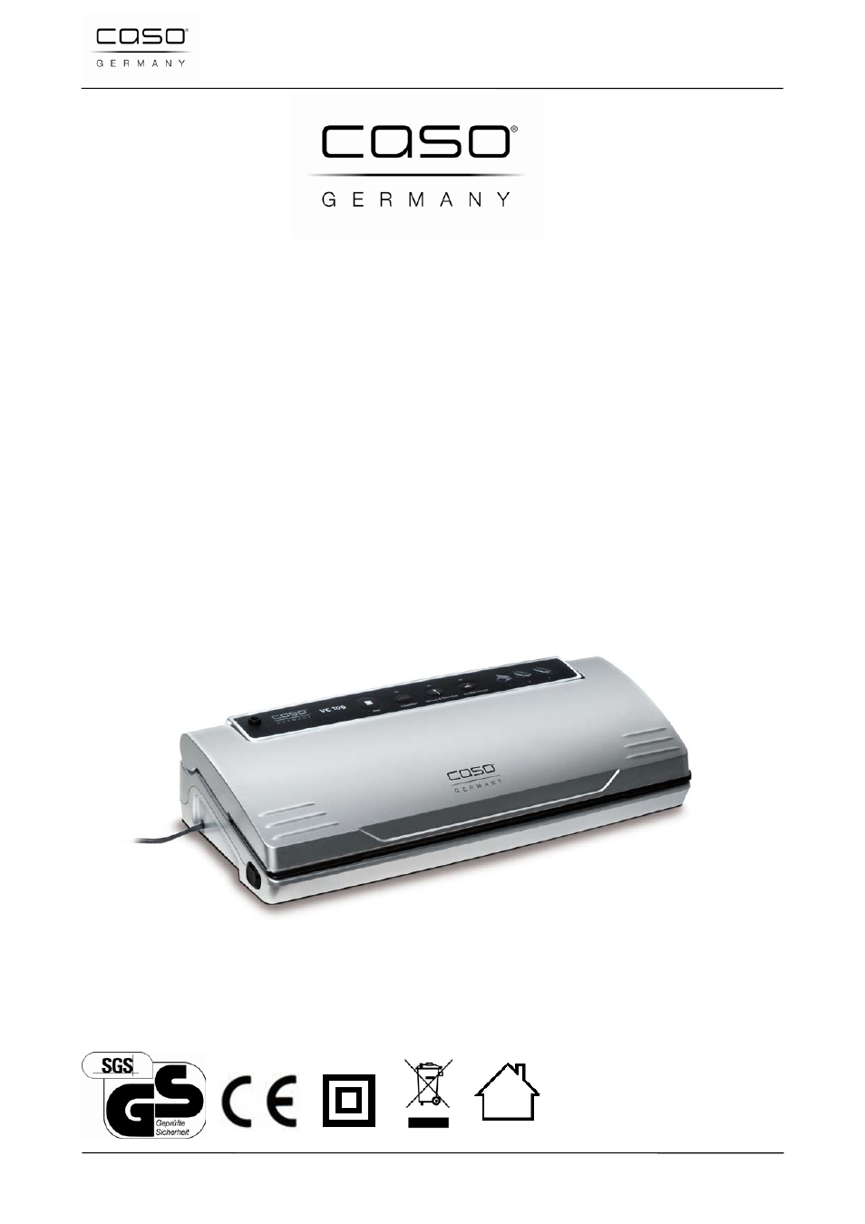 Original operating manual, Vacuum sealer system vc100 | CASO Germany VC 100 Vacuum System User Manual | Page 27 / 110