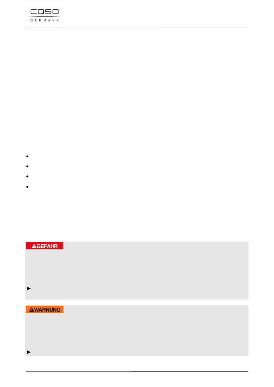 26 istruzione d´uso, 1 in generale, 2 informazioni su queste istruzioni d’uso | 3 indicazioni d’avvertenza, Pericolo, Avviso | CASO Germany VC 100 Vacuum System User Manual | Page 61 / 110