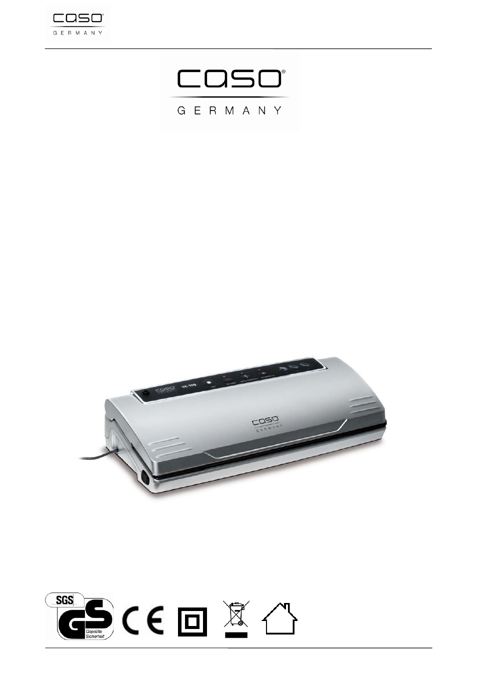 Originele gebruiksaanwijzing, Vacuümmachine vc100 | CASO Germany VC 100 Vacuum System User Manual | Page 77 / 110