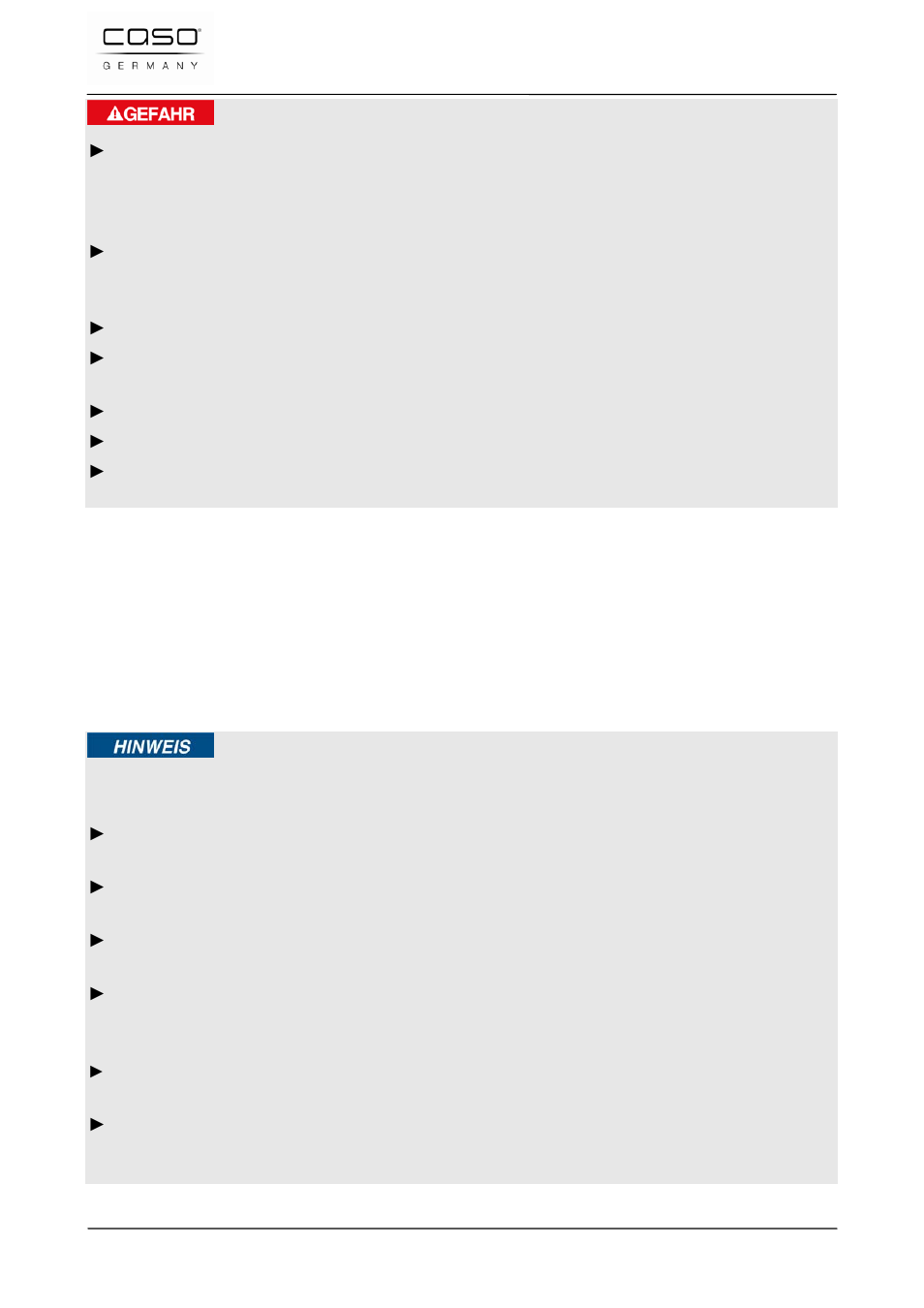 Peligro, Consejo | CASO Germany VC 100 Vacuum System User Manual | Page 99 / 110