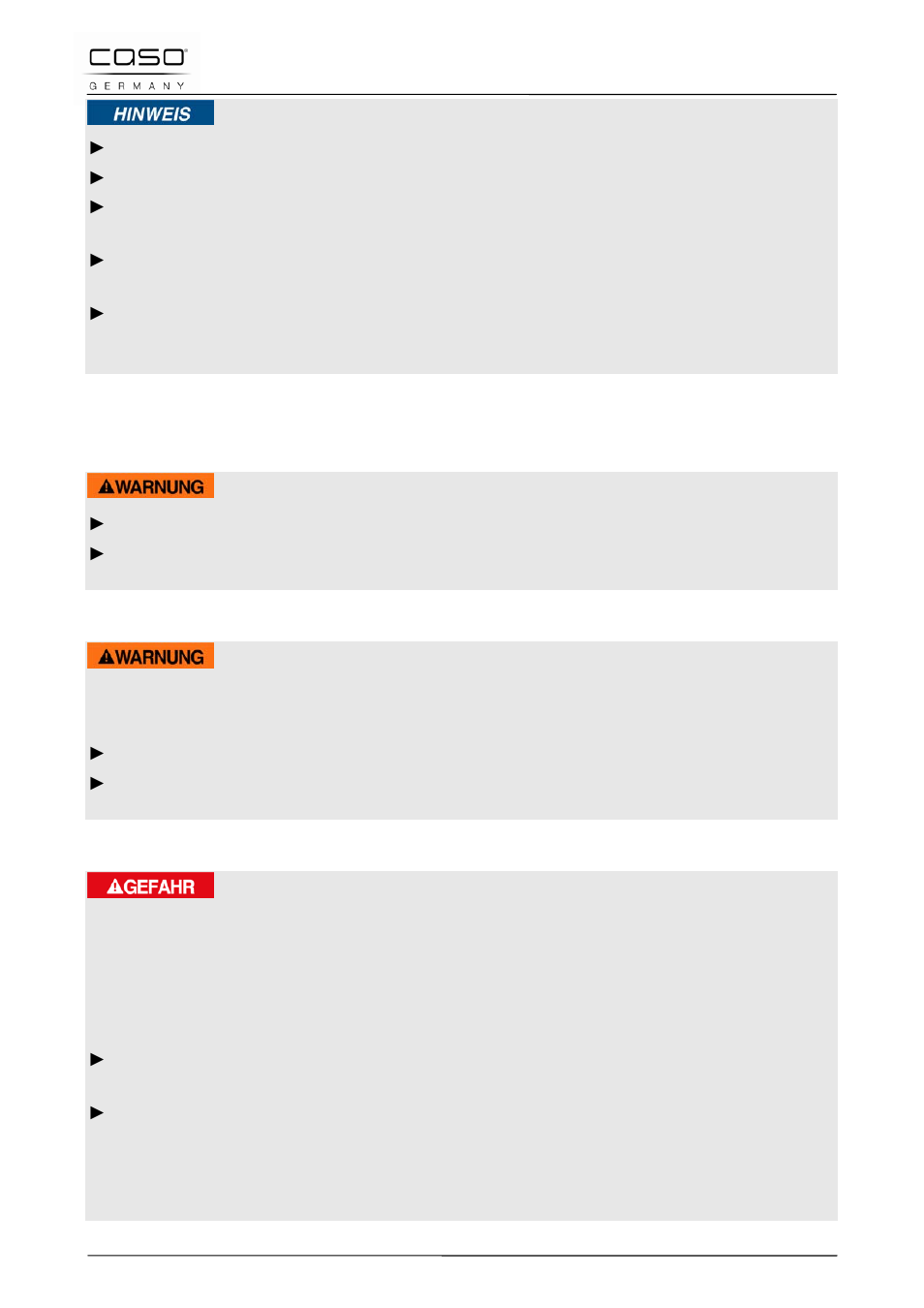 3 gefahrenquellen, 1 verbrennungsgefahr, 2 brandgefahr | 3 gefahr durch elektrischen strom | CASO Germany VC 10 Vacuum System User Manual | Page 14 / 109