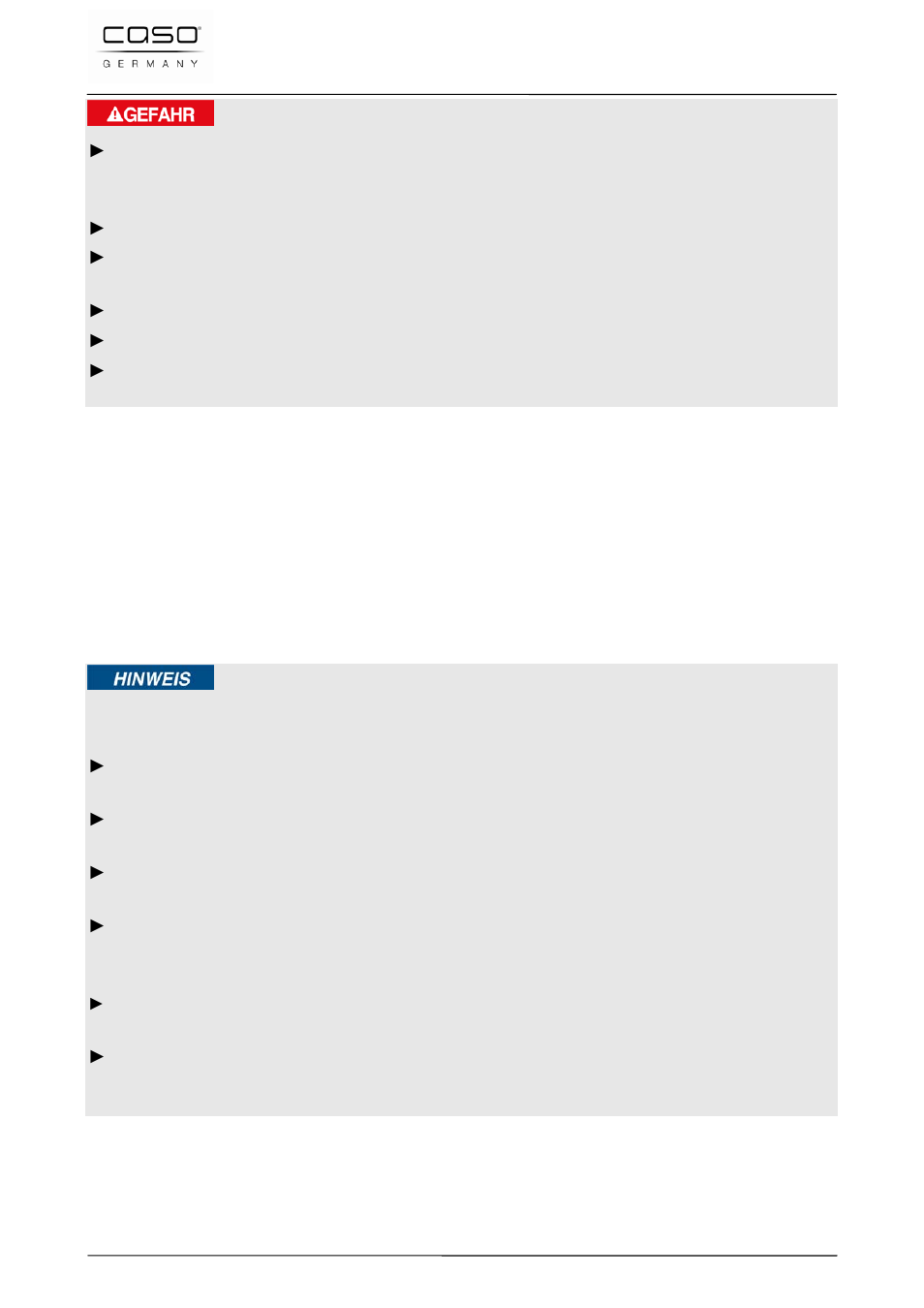 Peligro, Consejo | CASO Germany VC 10 Vacuum System User Manual | Page 98 / 109