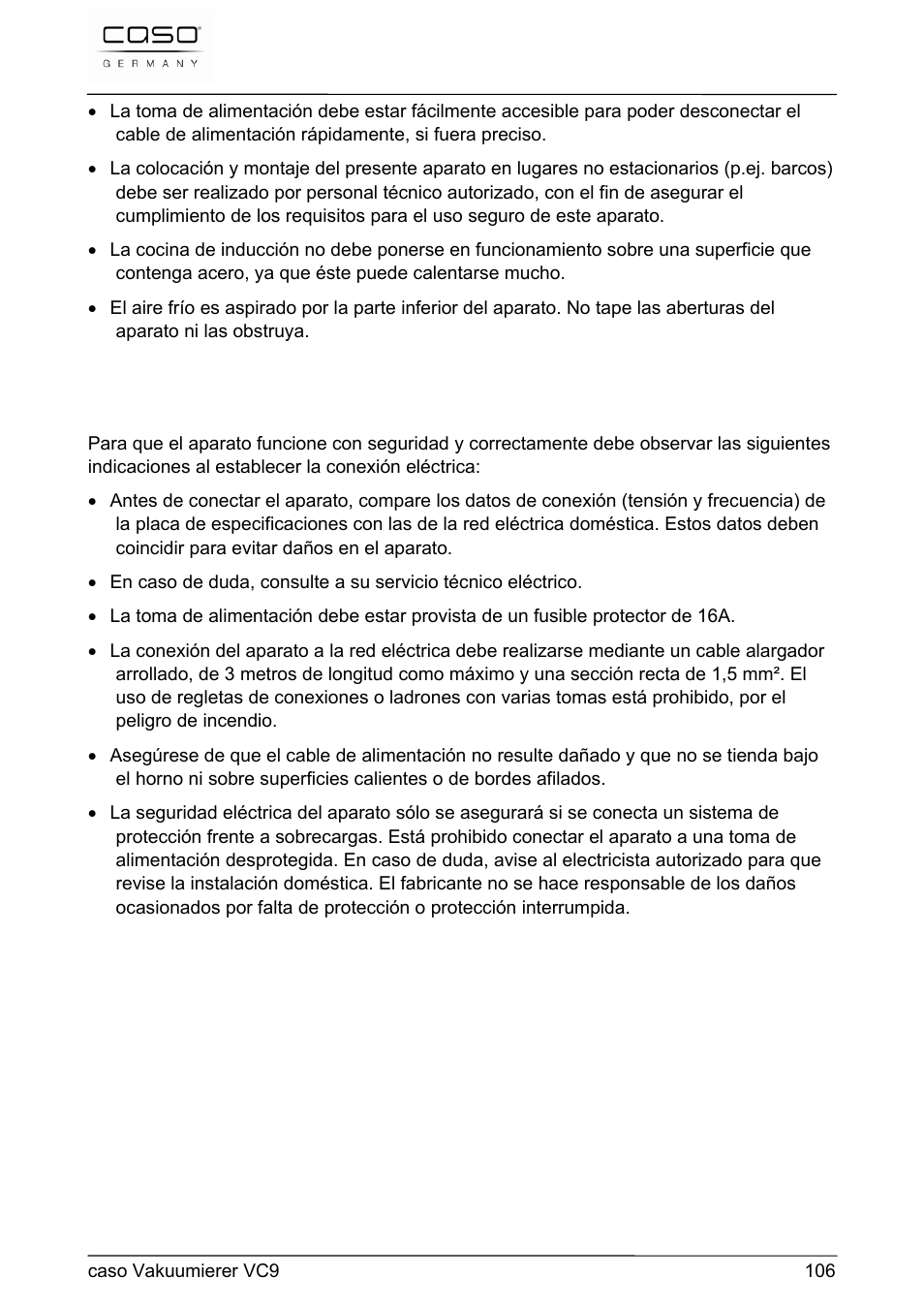 CASO Germany VC 9 Vacuum System User Manual | Page 106 / 114