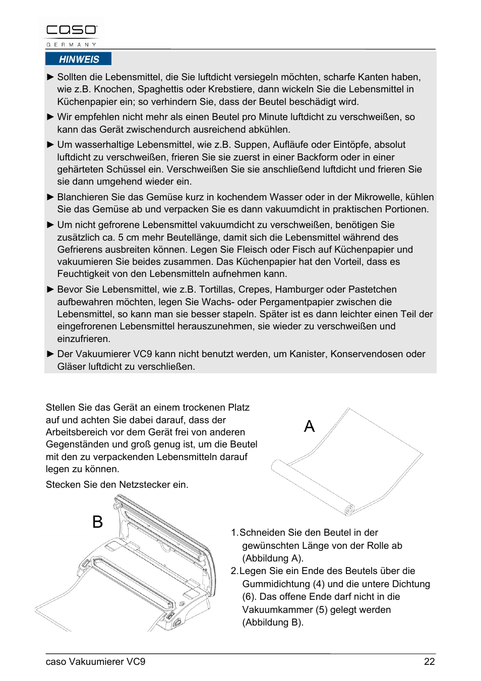 CASO Germany VC 9 Vacuum System User Manual | Page 22 / 114
