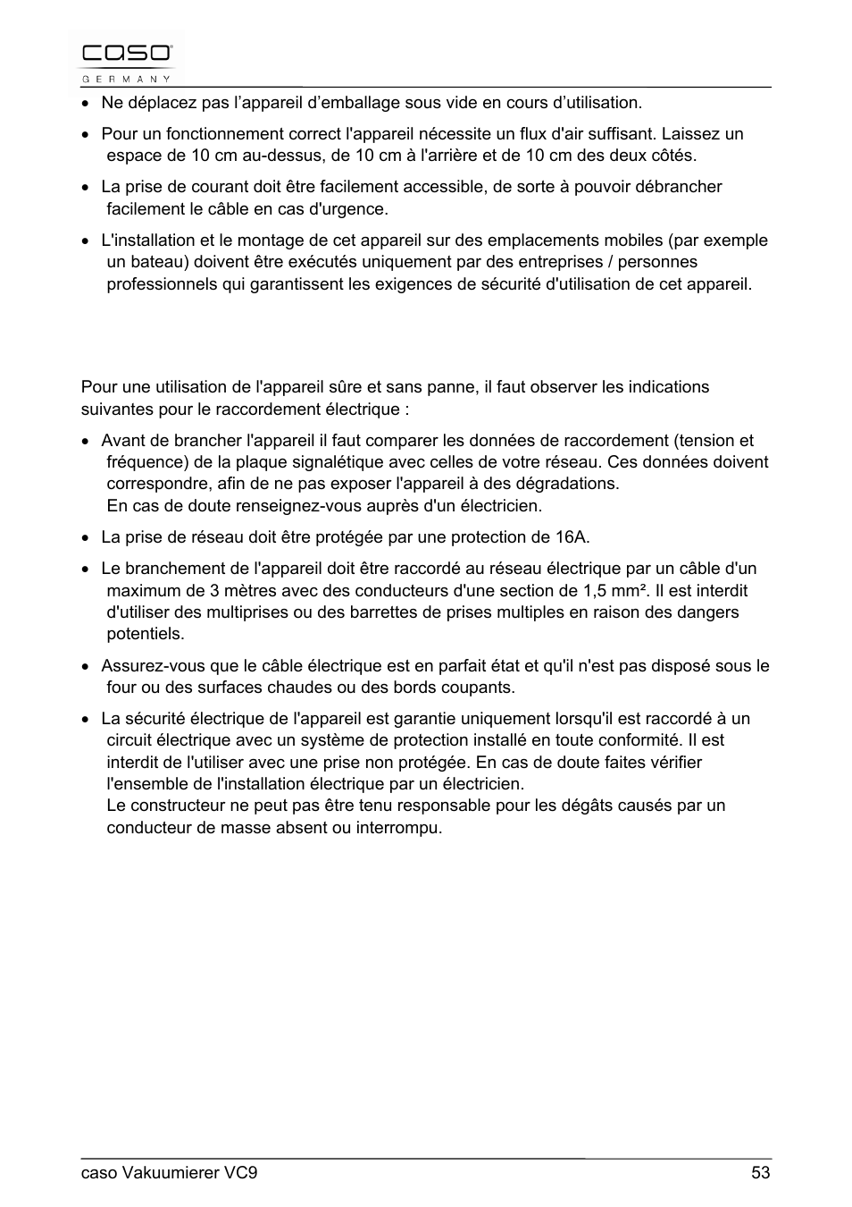 CASO Germany VC 9 Vacuum System User Manual | Page 53 / 114