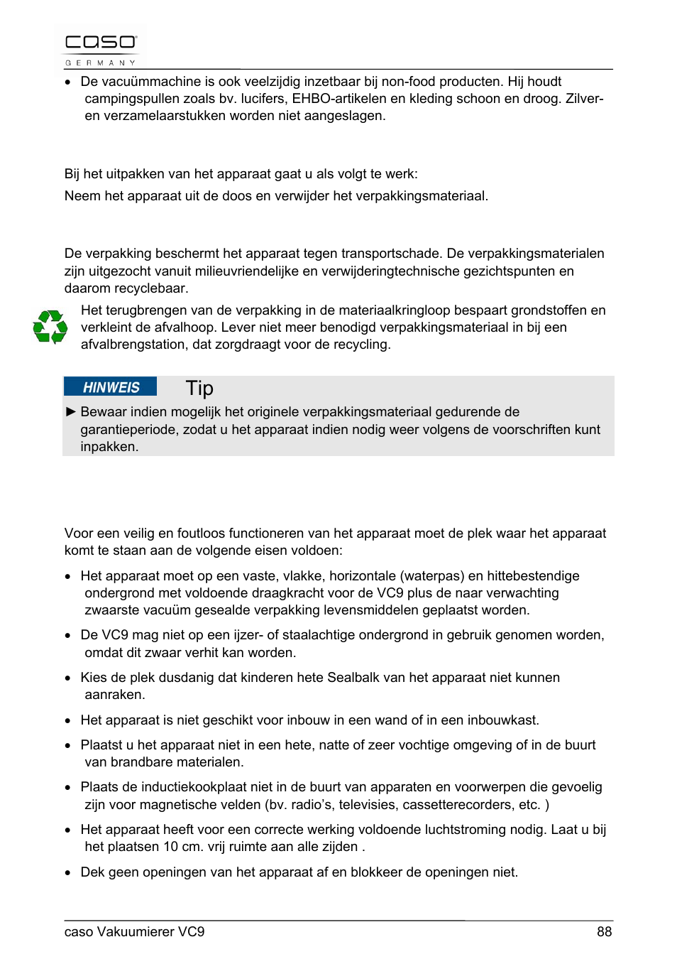 CASO Germany VC 9 Vacuum System User Manual | Page 88 / 114