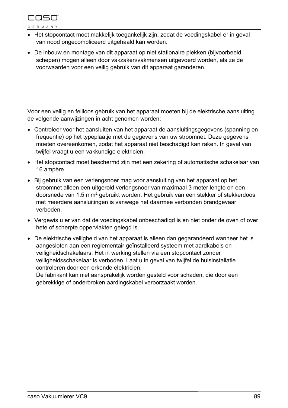 CASO Germany VC 9 Vacuum System User Manual | Page 89 / 114