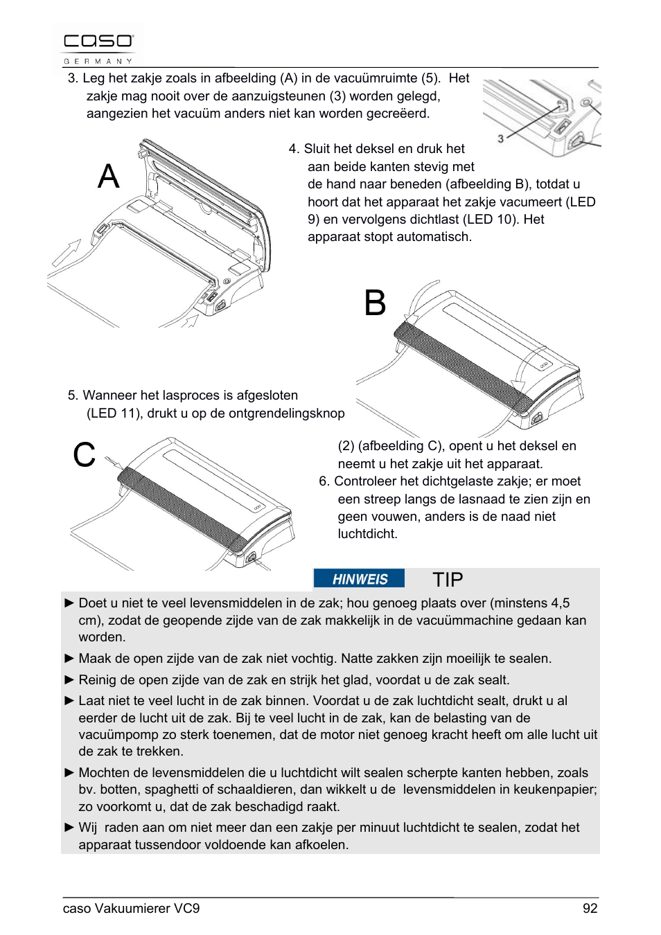 CASO Germany VC 9 Vacuum System User Manual | Page 92 / 114