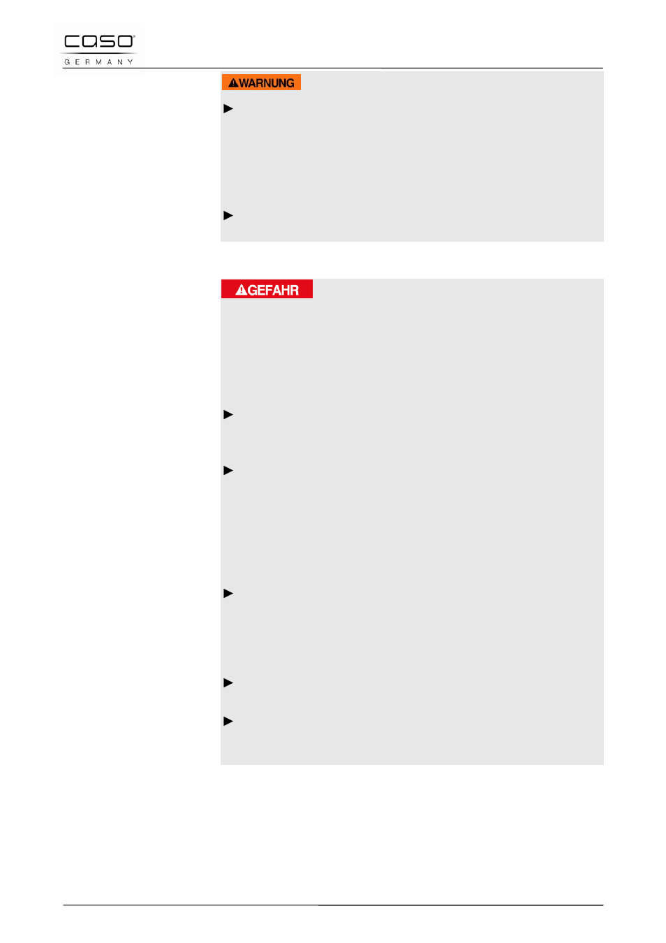 3 gefahr durch elektrischen strom | CASO Germany MyVac 20 User Manual | Page 17 / 145