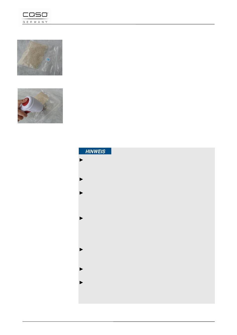 3 vacuum packaging in a zip bag | CASO Germany MyVac 20 User Manual | Page 48 / 145