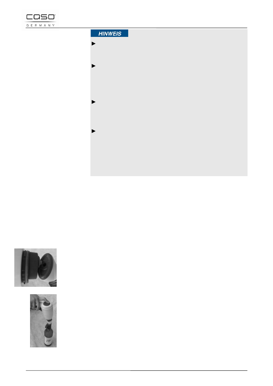 4 opening of a sealed zip bag, 5 vacuuming of bottles with a bottle cap | CASO Germany MyVac 20 User Manual | Page 49 / 145