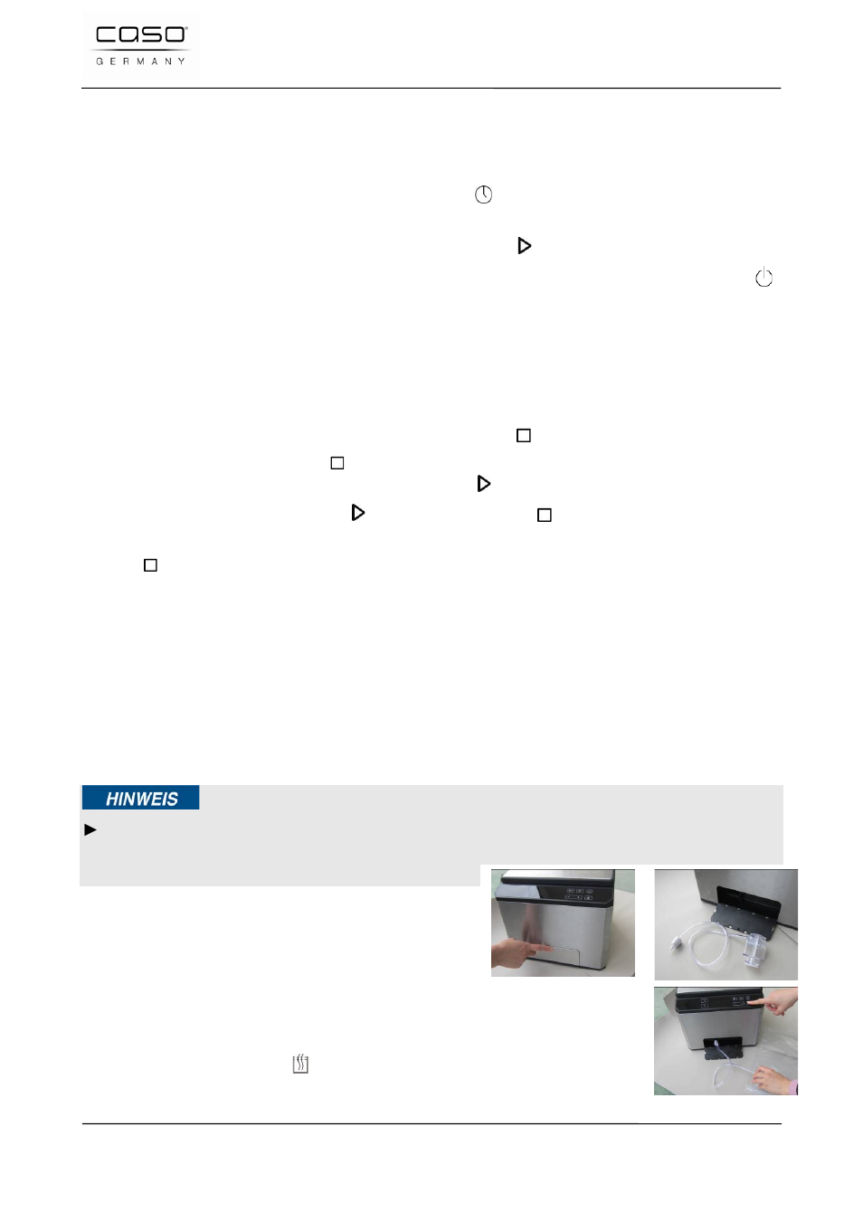 3 funzione di sottovuoto, Nota: e001 | CASO Germany SousVide Center SV1000 User Manual | Page 67 / 104