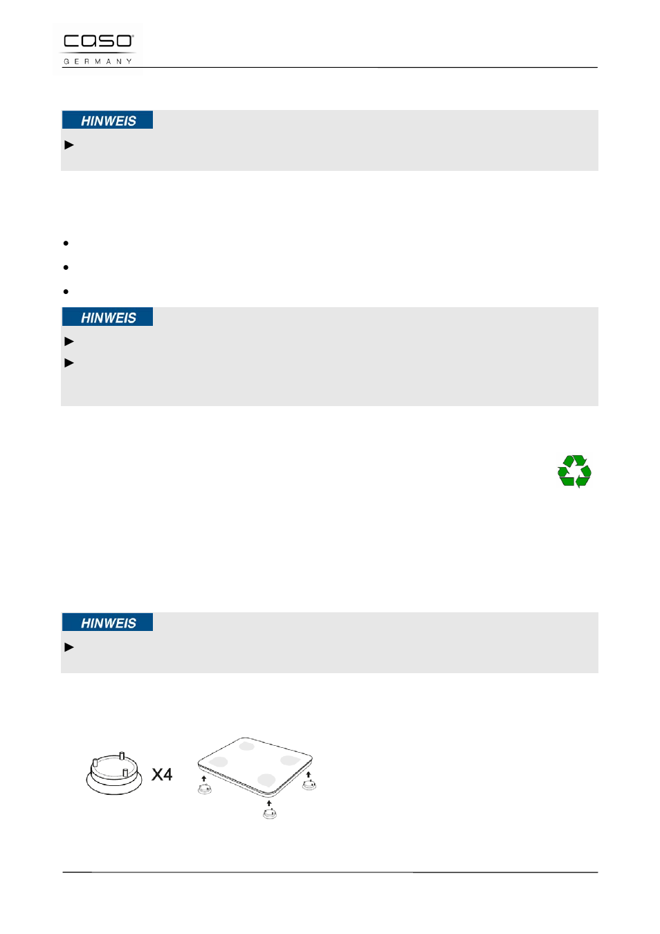 2 lieferumfang und transportinspektion, 3 auspacken, 4 entsorgung der verpackung | 5 montage der teppichfüße | CASO Germany BF4 User Manual | Page 19 / 82