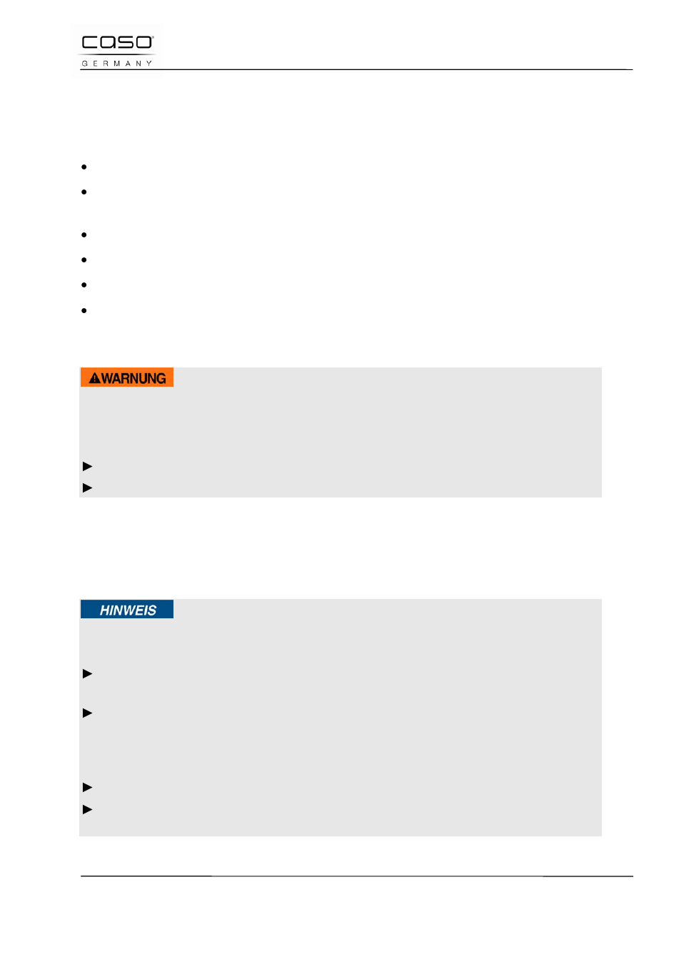 1 utilisation conforme, 2 consignes de sécurités générales, Attention | Remarque | CASO Germany BF4 User Manual | Page 30 / 82