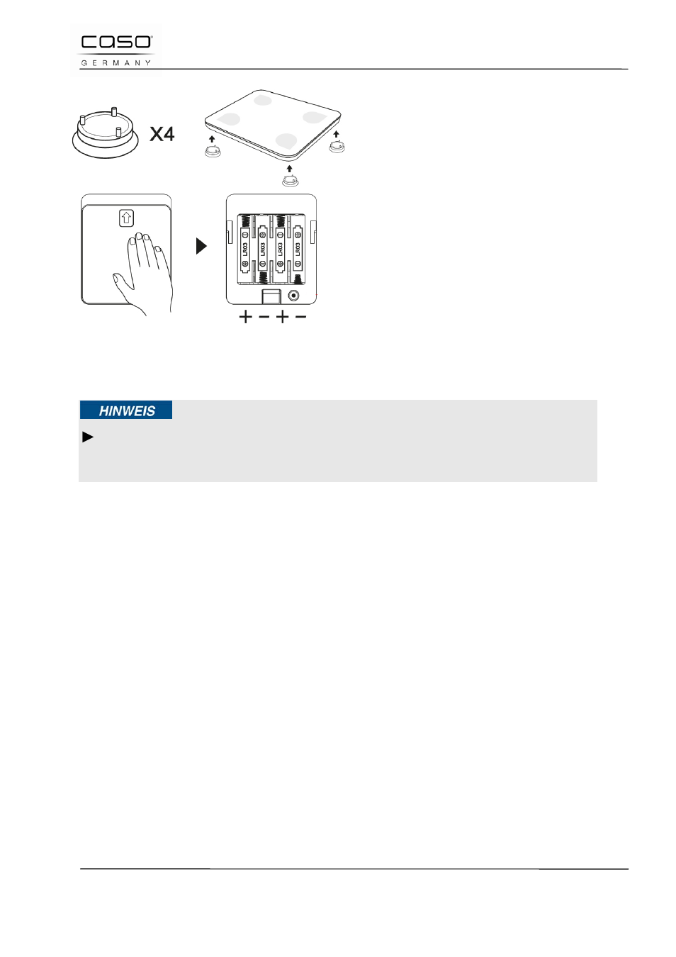 5 montage des pieds tapis, 6 alimentation électrique, 25 plaque signalétique | 26 commande et fonctionnement, 2 mesure du pourcentage de gras du corps, Remarque | CASO Germany BF4 User Manual | Page 34 / 82
