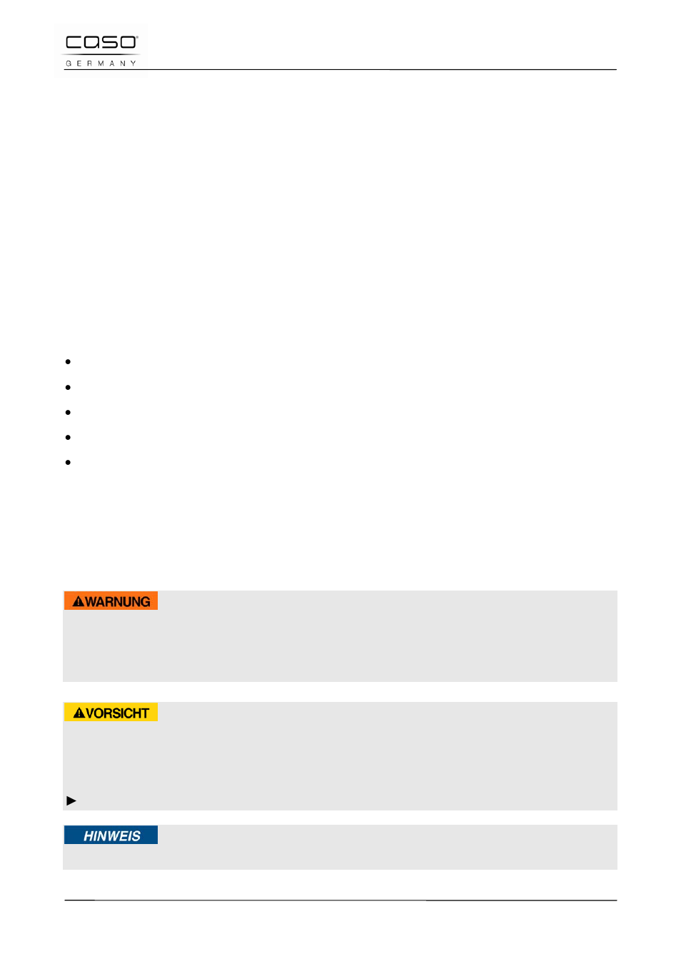 51 manual del usuario, 52 generalidades, 1 información acerca de este manual | 2 advertencias, Advertencia, Precaución, Nota, 51 manual del usuario 52 generalidades | CASO Germany BF4 User Manual | Page 68 / 82