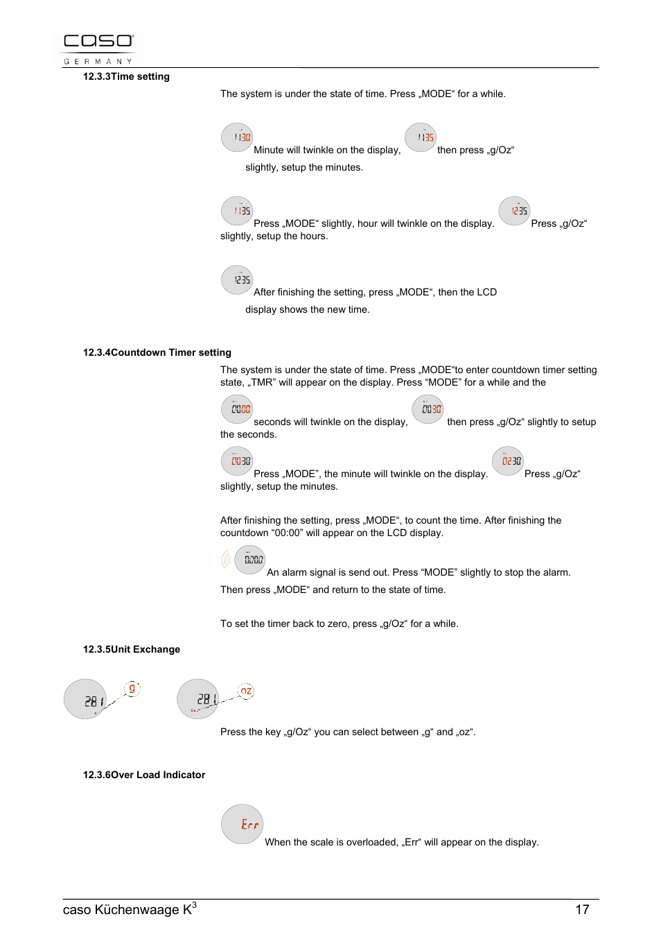 Caso küchenwaage k | CASO Germany Scale K3 User Manual | Page 17 / 38