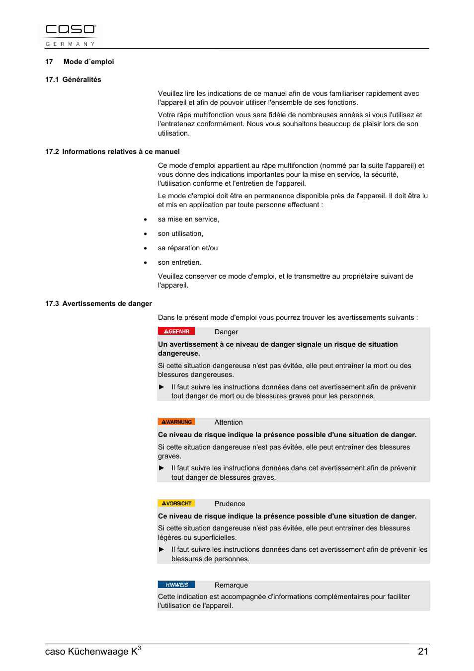Caso küchenwaage k | CASO Germany Scale K3 User Manual | Page 21 / 38