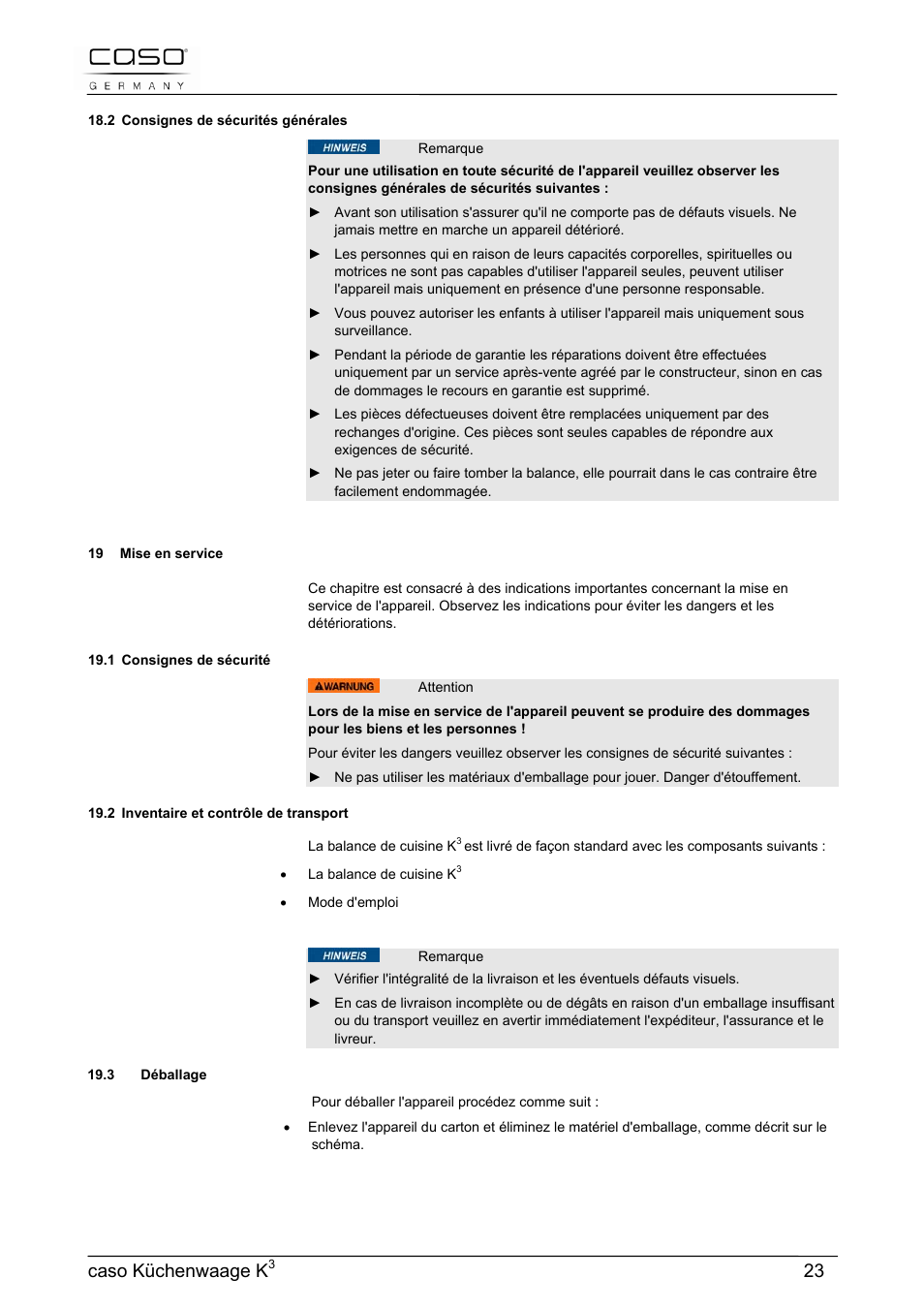 Caso küchenwaage k | CASO Germany Scale K3 User Manual | Page 23 / 38