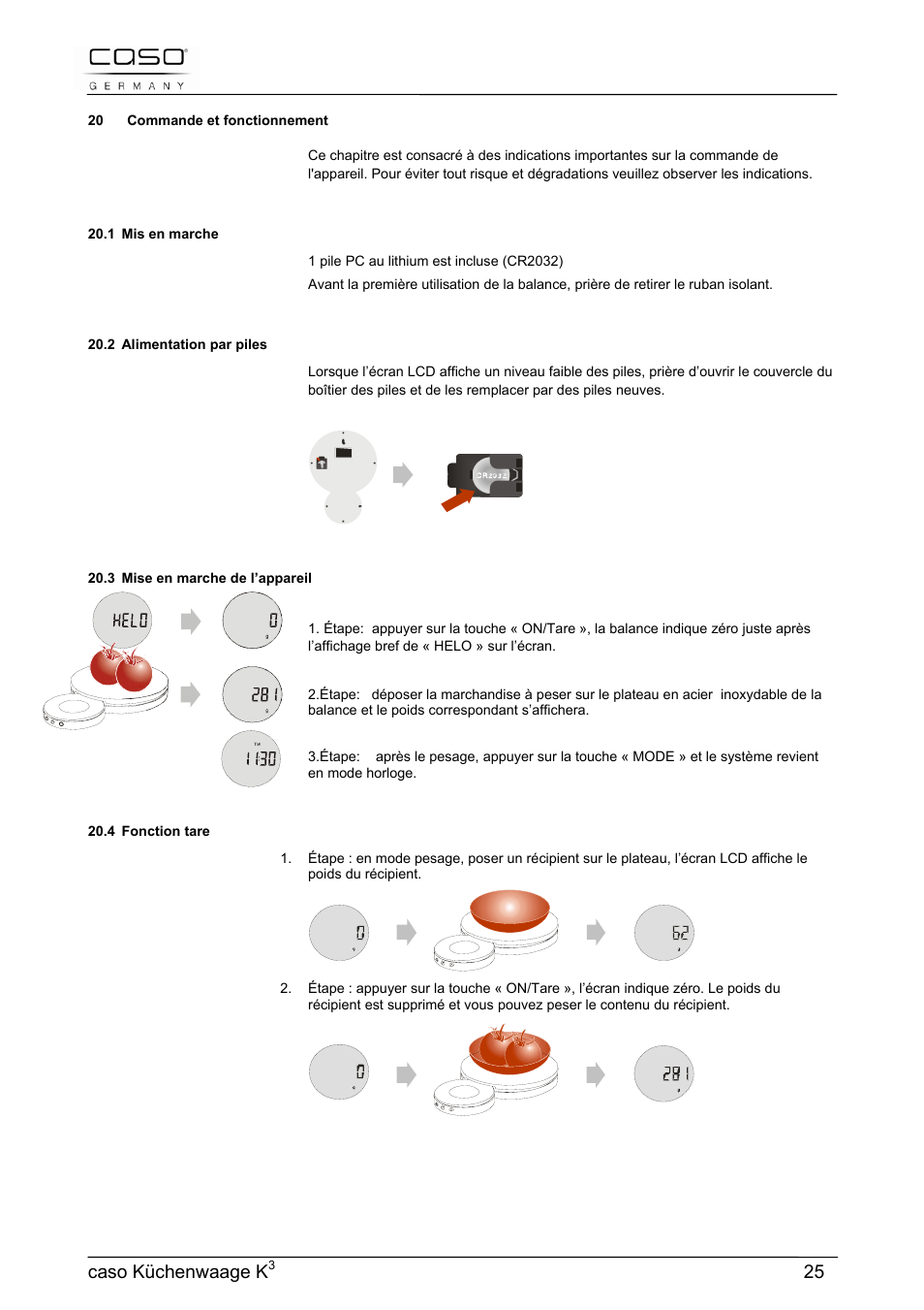Caso küchenwaage k | CASO Germany Scale K3 User Manual | Page 25 / 38