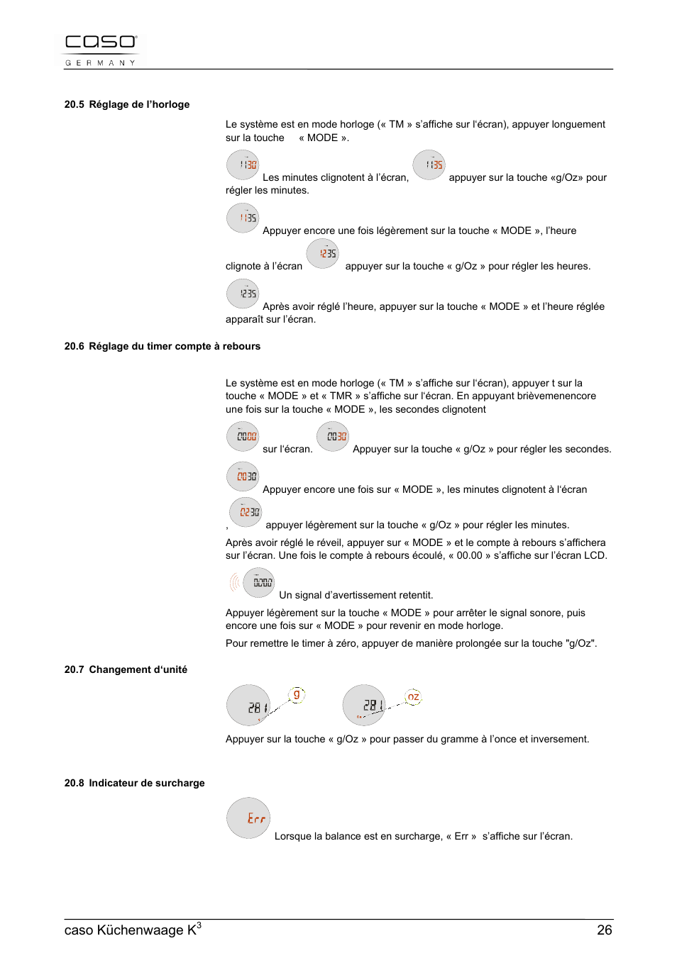 Caso küchenwaage k | CASO Germany Scale K3 User Manual | Page 26 / 38