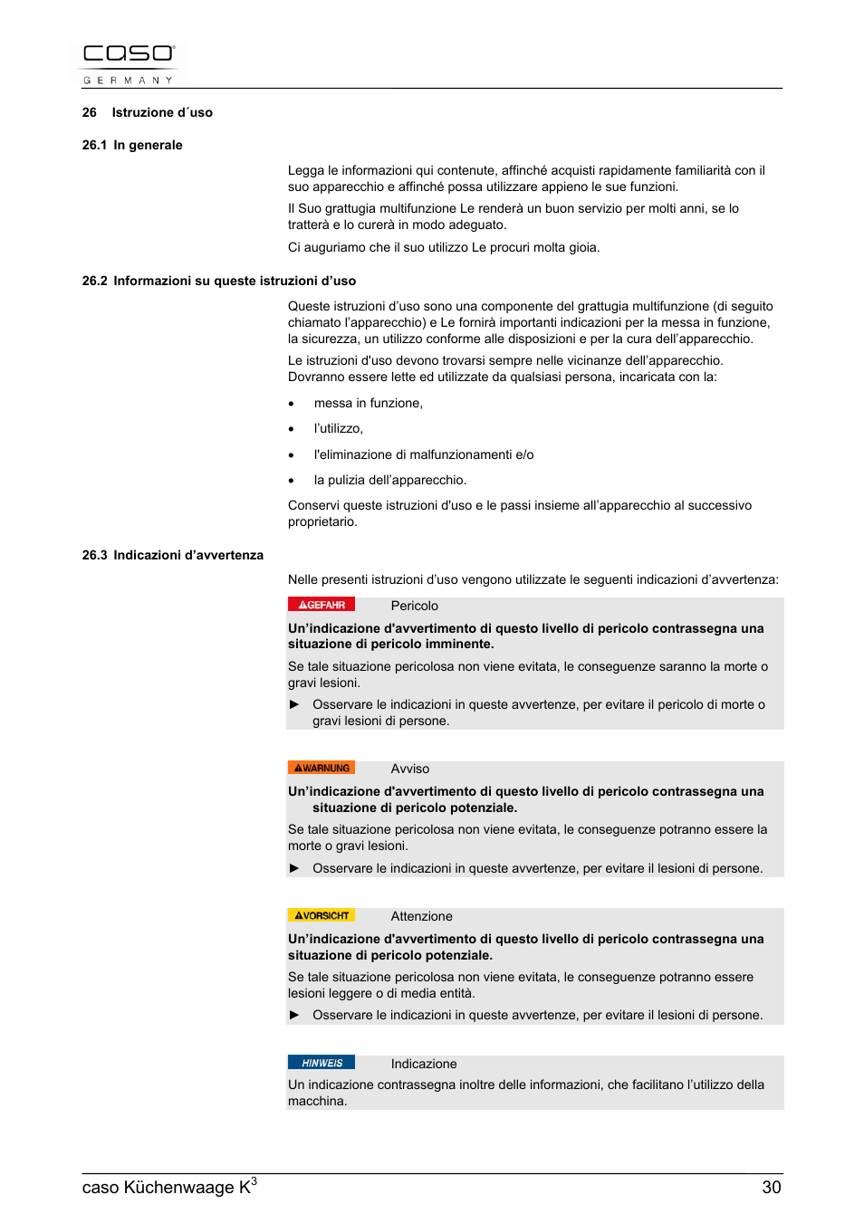 Caso küchenwaage k | CASO Germany Scale K3 User Manual | Page 30 / 38