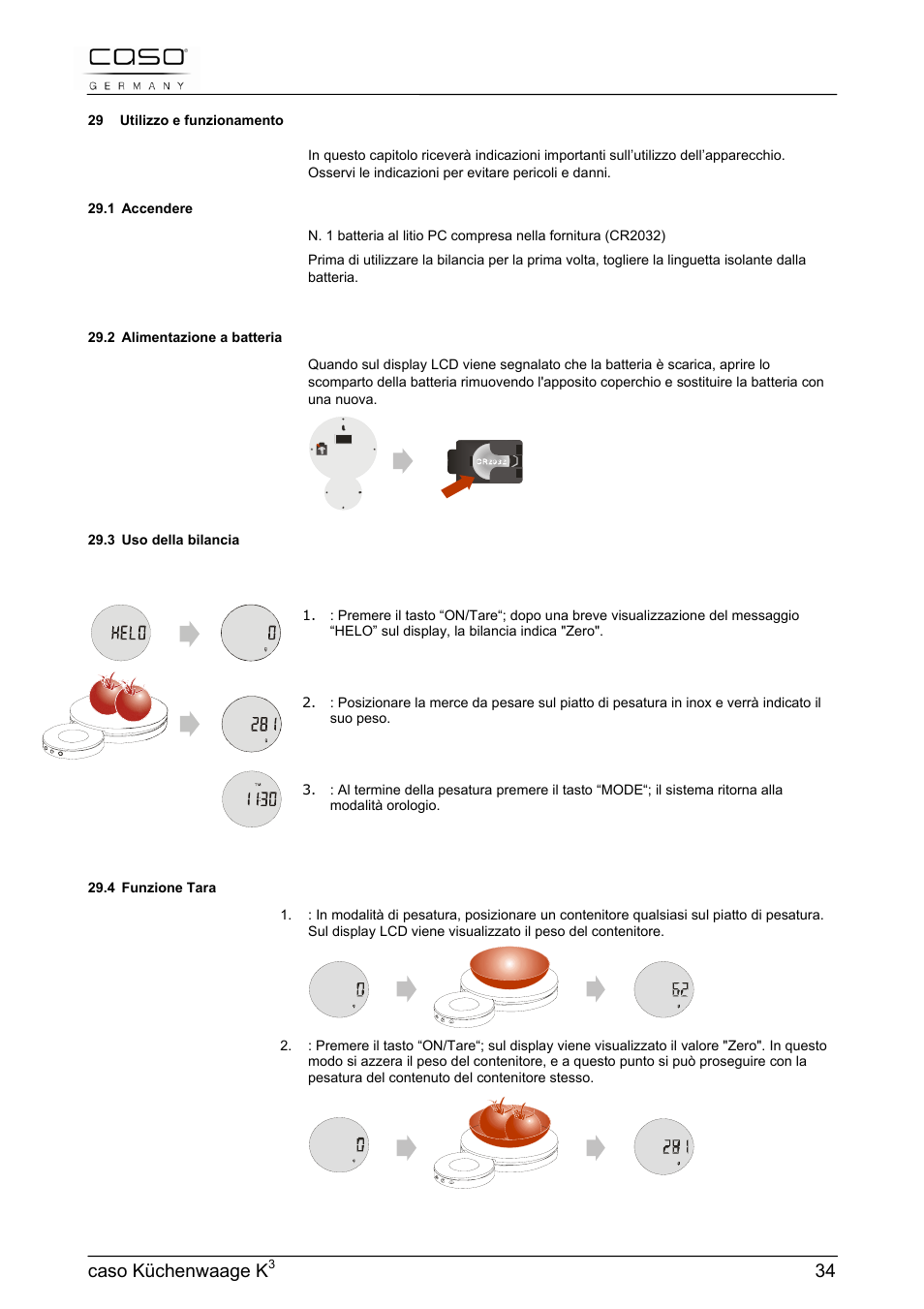 Caso küchenwaage k | CASO Germany Scale K3 User Manual | Page 34 / 38
