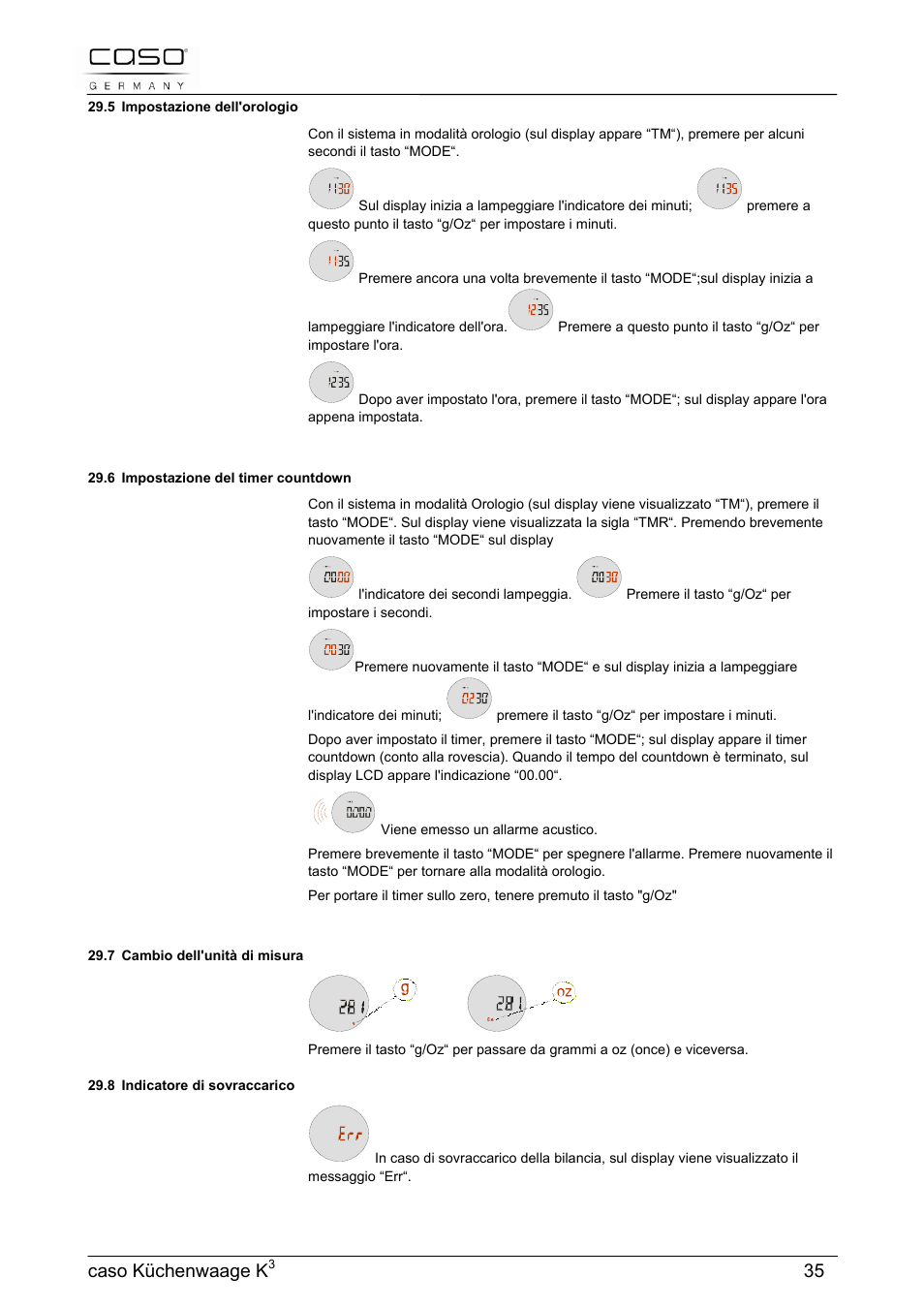 Caso küchenwaage k | CASO Germany Scale K3 User Manual | Page 35 / 38