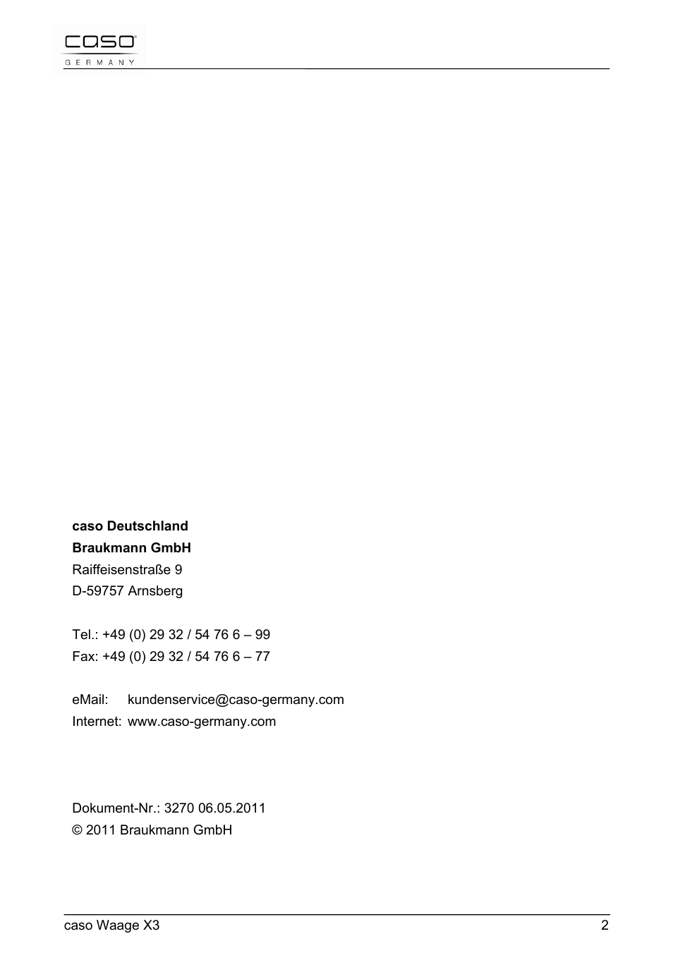 CASO Germany Scale X3 User Manual | Page 2 / 51