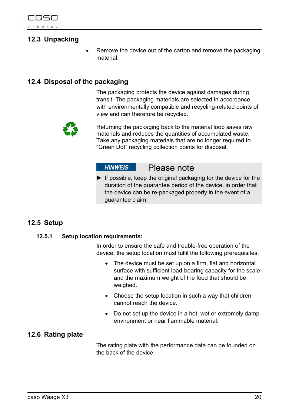 CASO Germany Scale X3 User Manual | Page 20 / 51