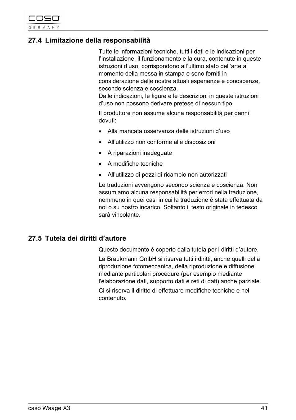 CASO Germany Scale X3 User Manual | Page 41 / 51