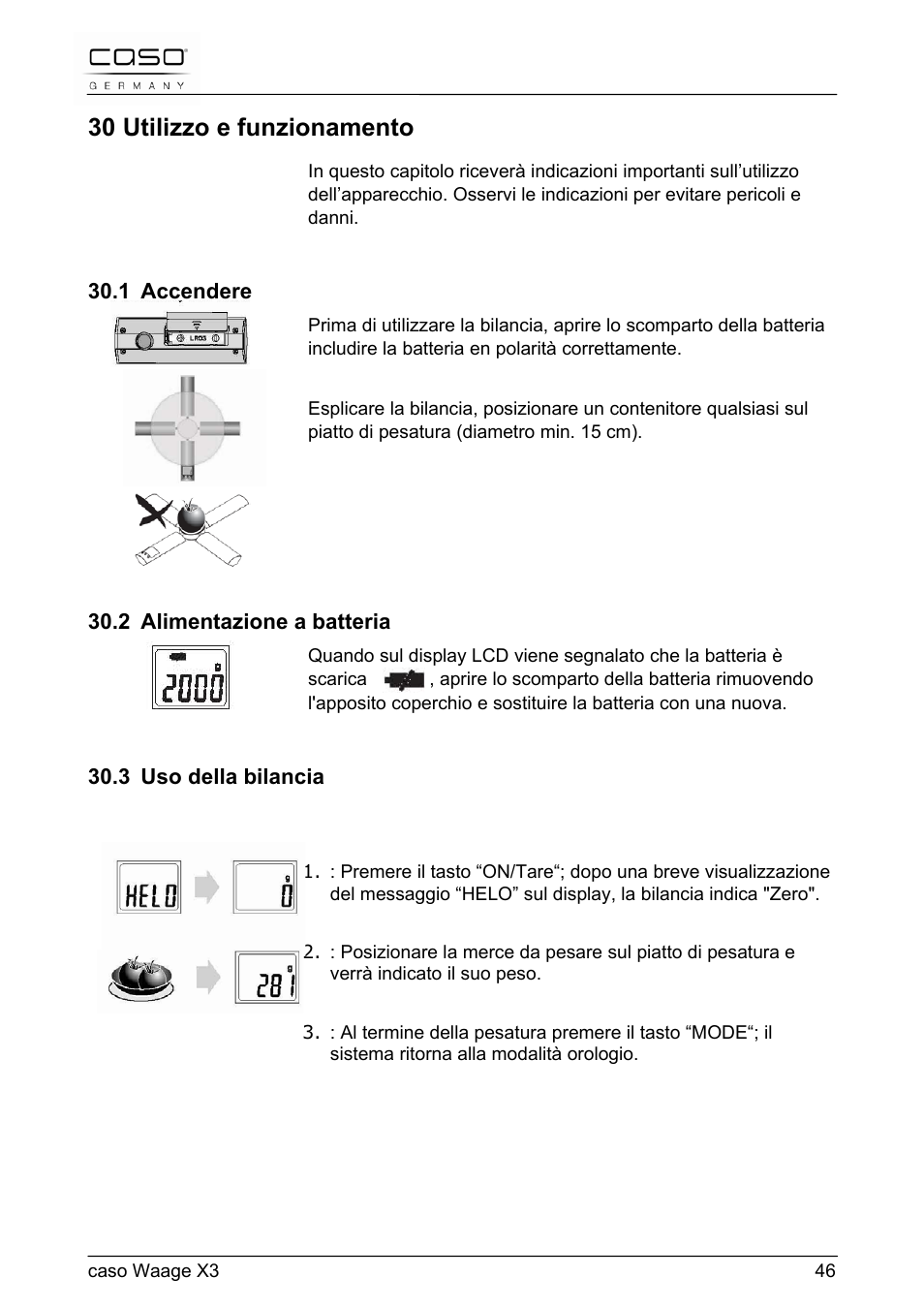 30 utilizzo e funzionamento | CASO Germany Scale X3 User Manual | Page 46 / 51