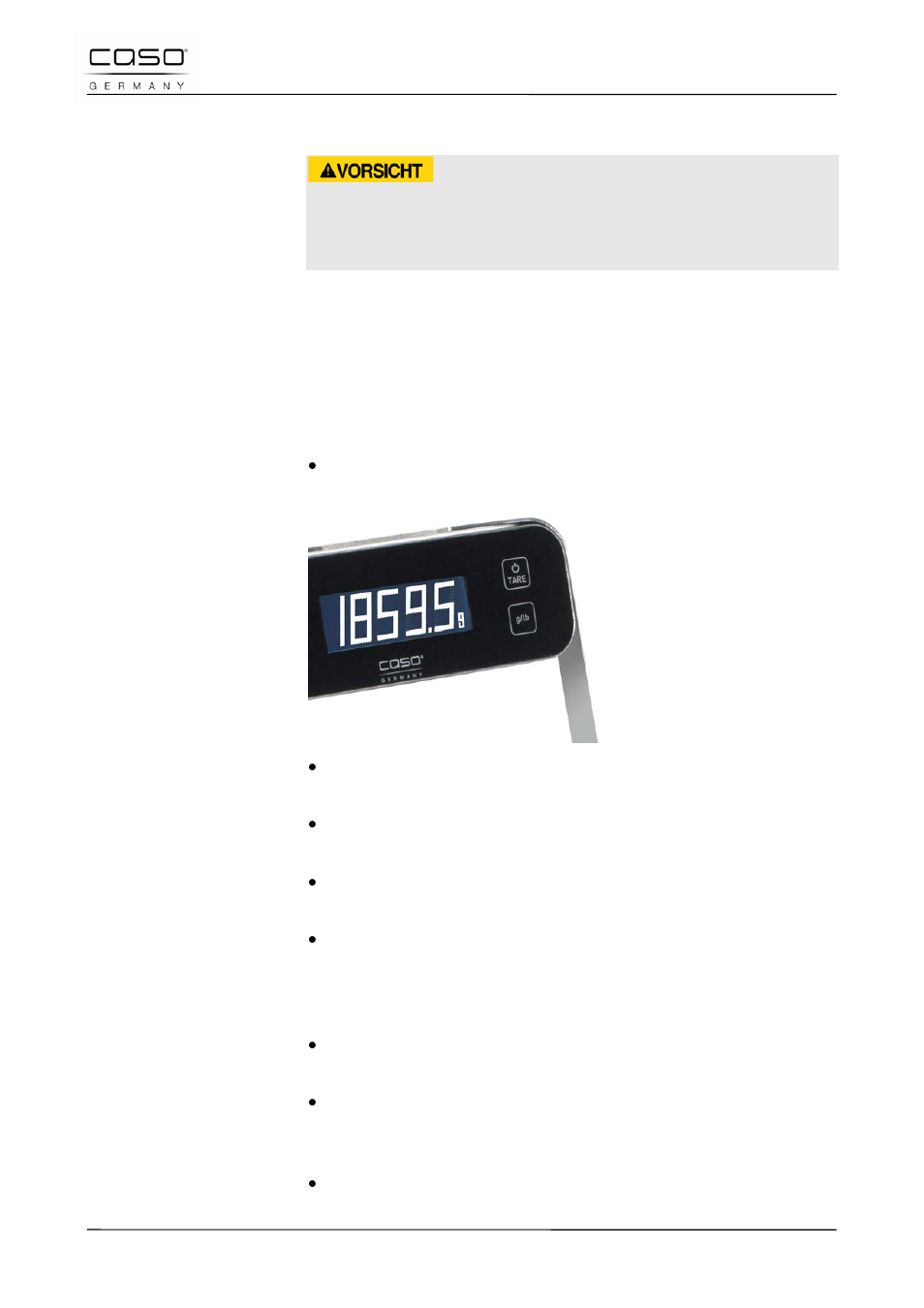 6 to weigh items in tare mode, Attention | CASO Germany Baking Scale B5 User Manual | Page 12 / 108