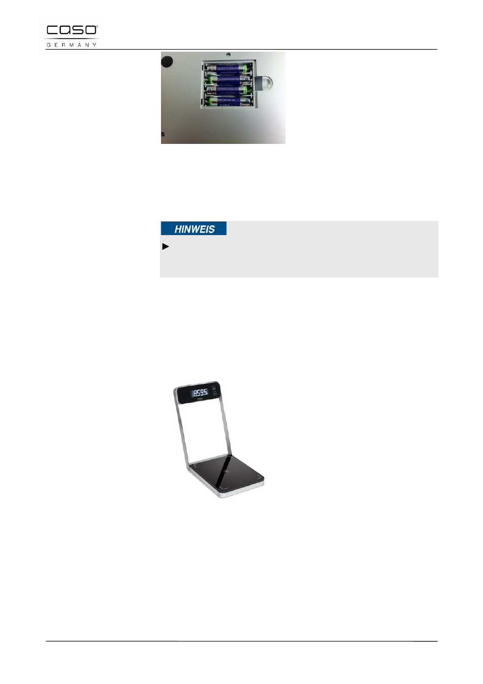 3 einschalten, Hinweis | CASO Germany Baking Scale B5 User Manual | Page 45 / 108