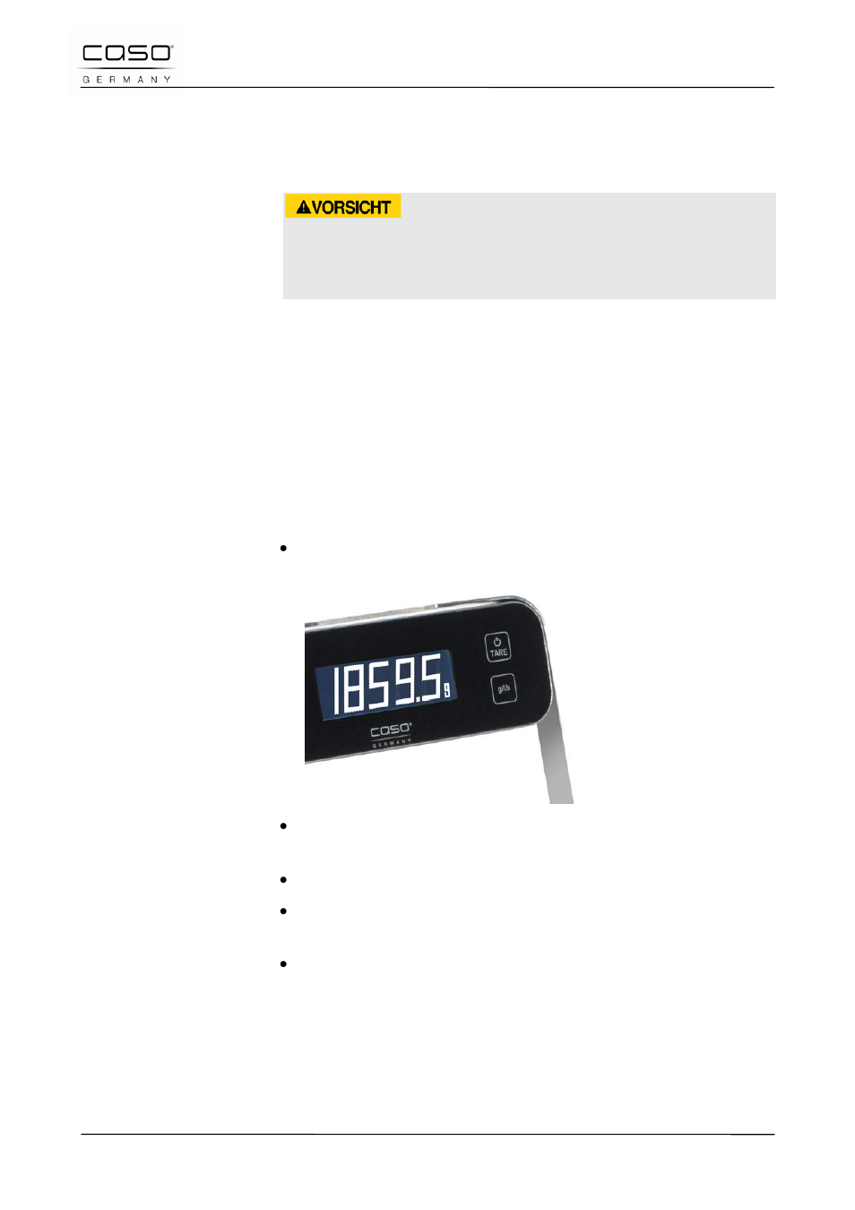 6 tarafunktion, Vorsicht | CASO Germany Baking Scale B5 User Manual | Page 47 / 108