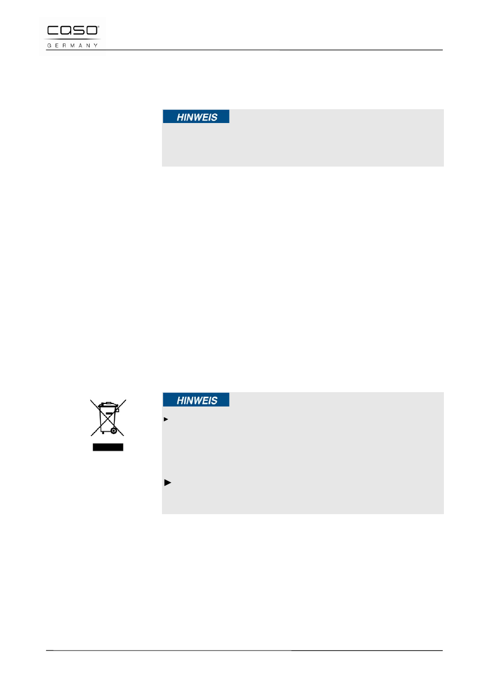 6 das display zeigt "unst" an, 24 entsorgung des alten geräts, Hinweis | CASO Germany Baking Scale B5 User Manual | Page 50 / 108