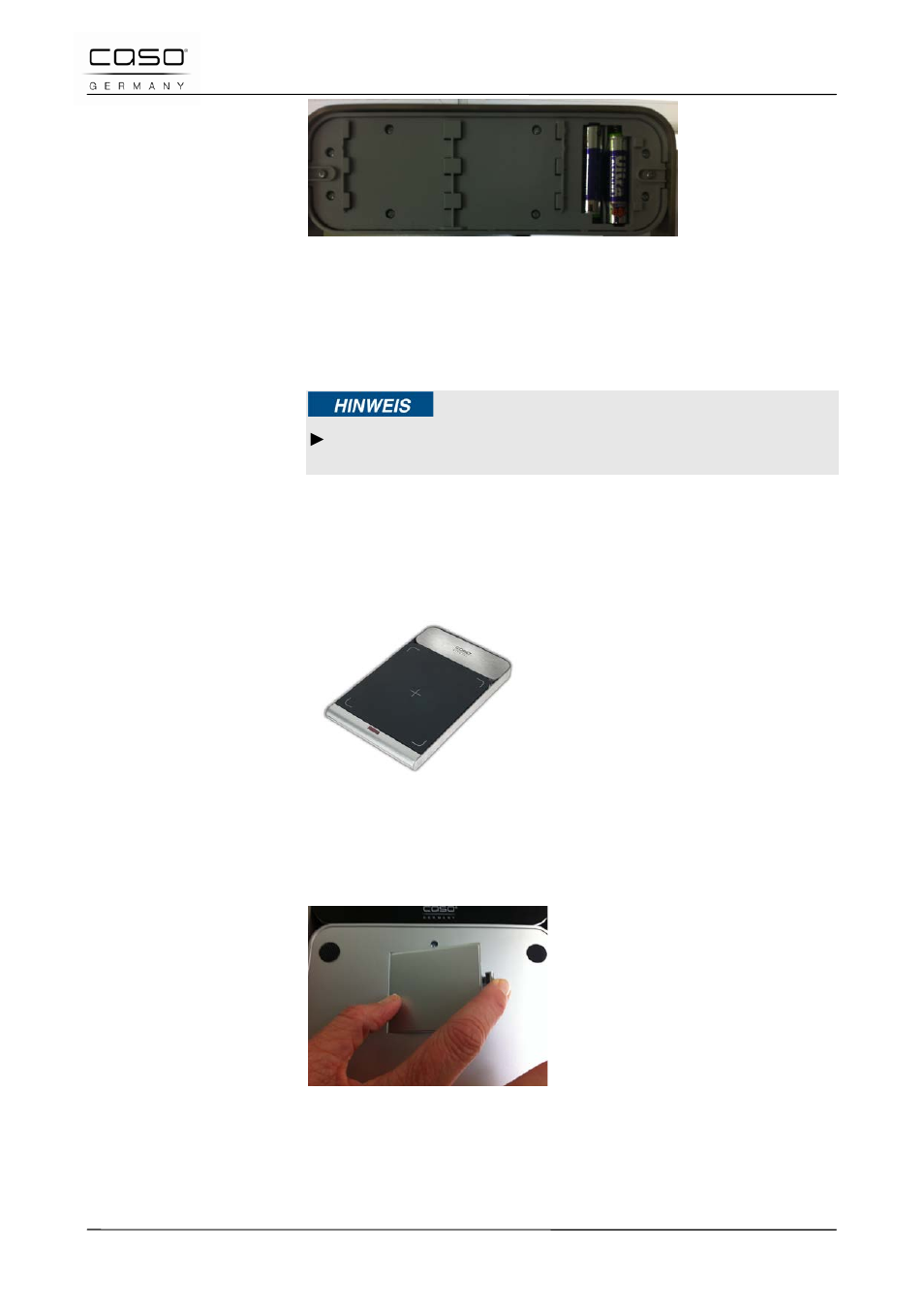 2 to replace batteries in the base | CASO Germany Baking Scale B5 User Manual | Page 9 / 108