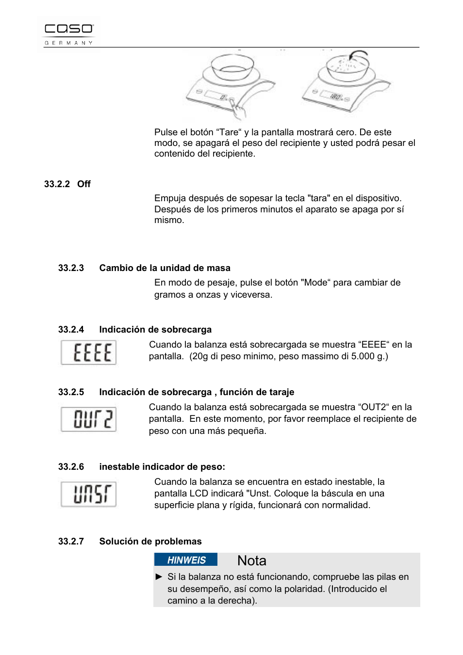 Nota | CASO Germany Scale C5 User Manual | Page 44 / 47