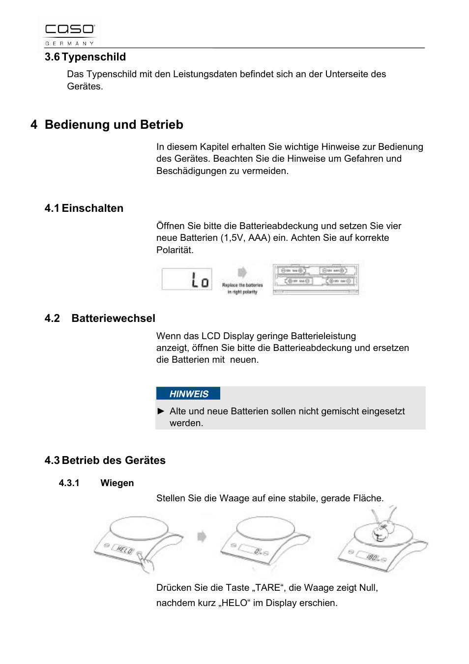 4 bedienung und betrieb | CASO Germany Scale C5 User Manual | Page 7 / 47