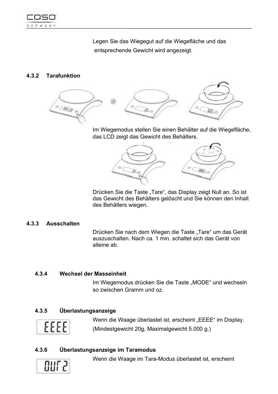CASO Germany Scale C5 User Manual | Page 8 / 47