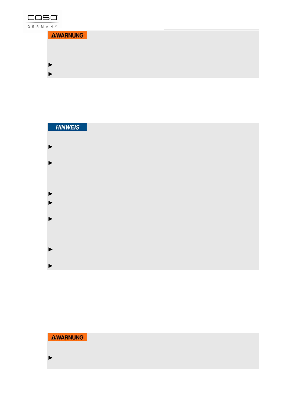 2 general safety information, 3 getting started, 1 packaging safety information | Warning | CASO Germany Scale F10 User Manual | Page 4 / 60