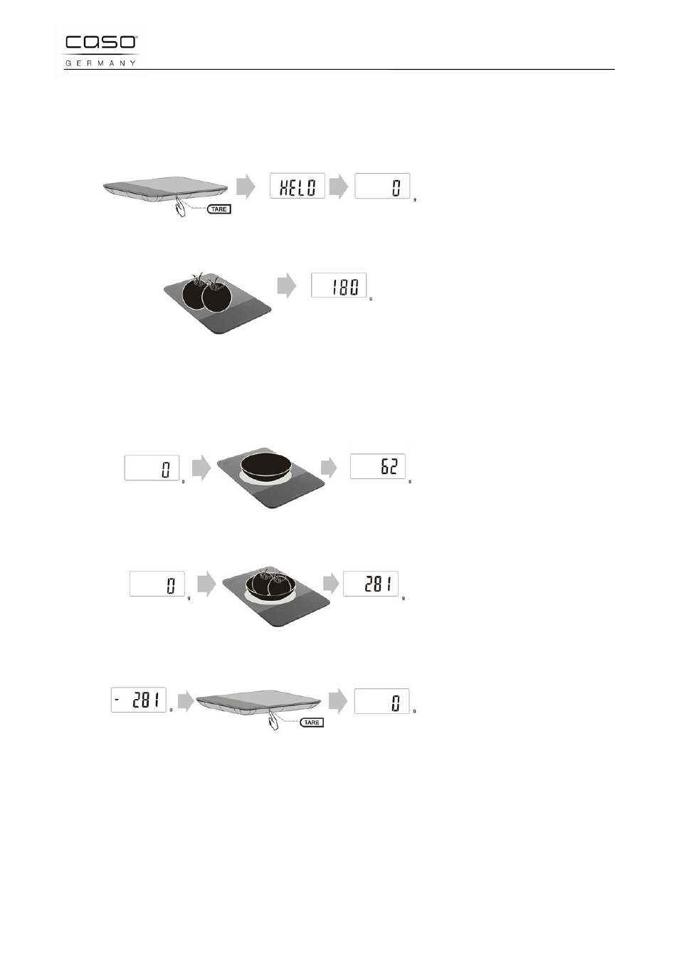 3 gebruik van het apparaat, 1 wegen, 2 tarra | CASO Germany Scale F10 User Manual | Page 46 / 60