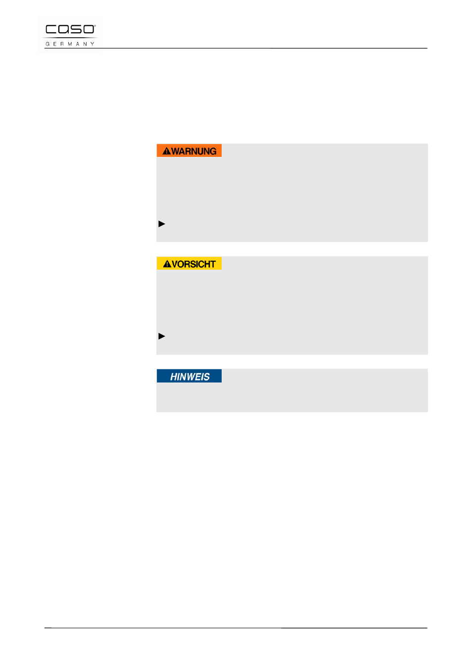 3 warning notices, Warning, Attention | CASO Germany Scale I10 User Manual | Page 10 / 95