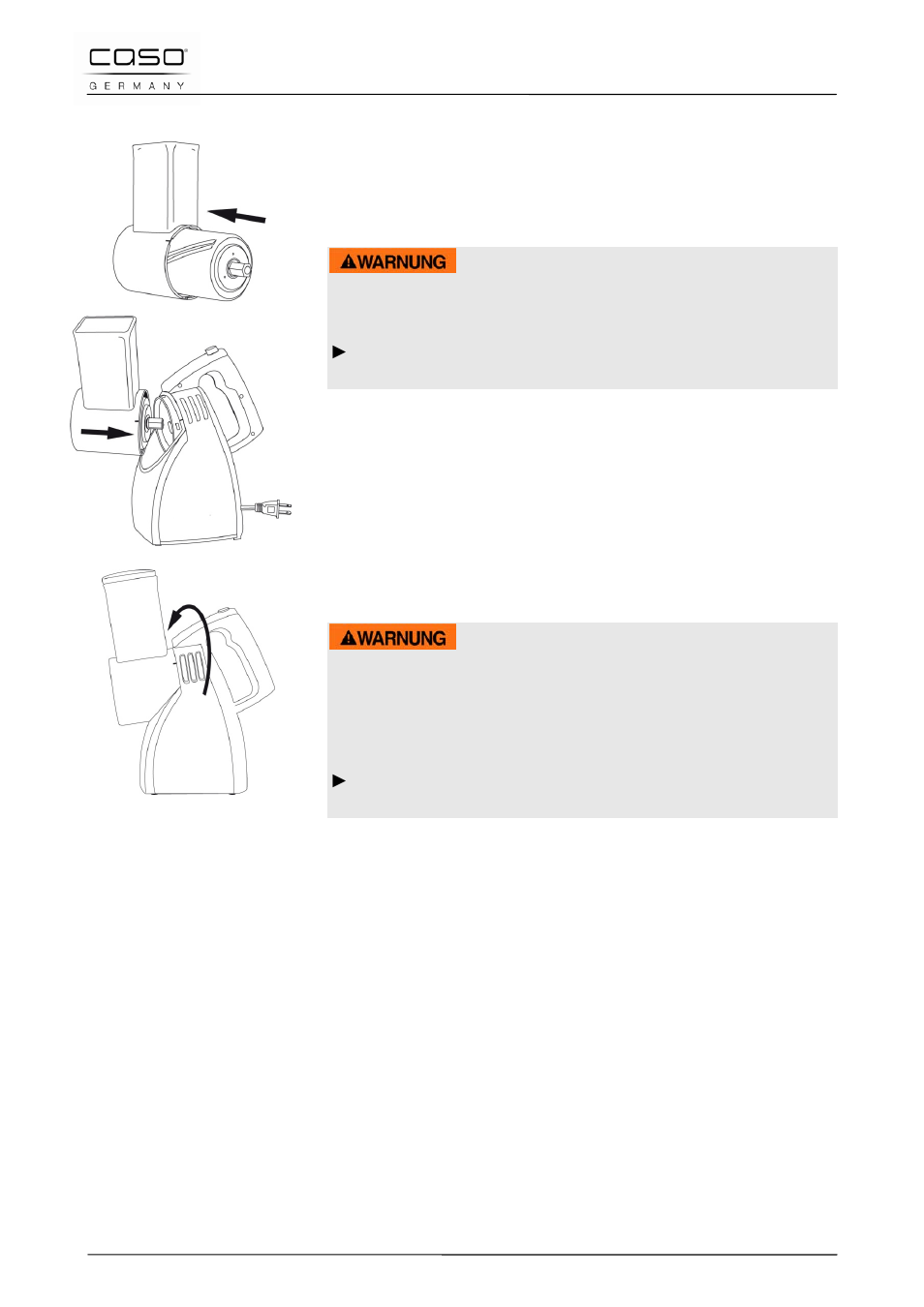 2 montaggio dell'apparecchio, 3 impostazioni di sicurezza, 4 targhetta di omologazione | Avviso | CASO Germany MR3X ACID ETCHED Grater User Manual | Page 60 / 91