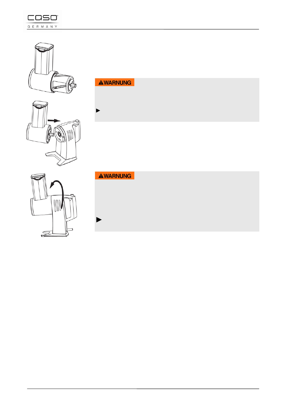 2 montage van het apparaat, 3 veiligheidsvoorzieningen, 4 typeplaatje | 53 bediening en gebruik, Waarschuwing | CASO Germany CR3X ACID ETCHED Grater User Manual | Page 88 / 92