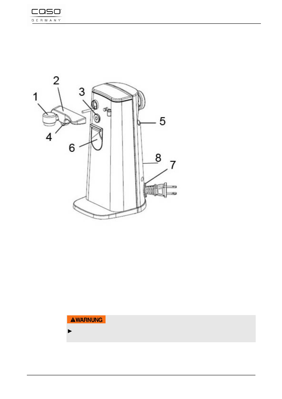 4 funktion, 1 gesamtübersicht, 2 typenschild | 5 bedienung und betrieb | CASO Germany D10 Multi Opener User Manual | Page 17 / 92